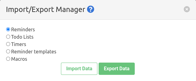 Selecting export button